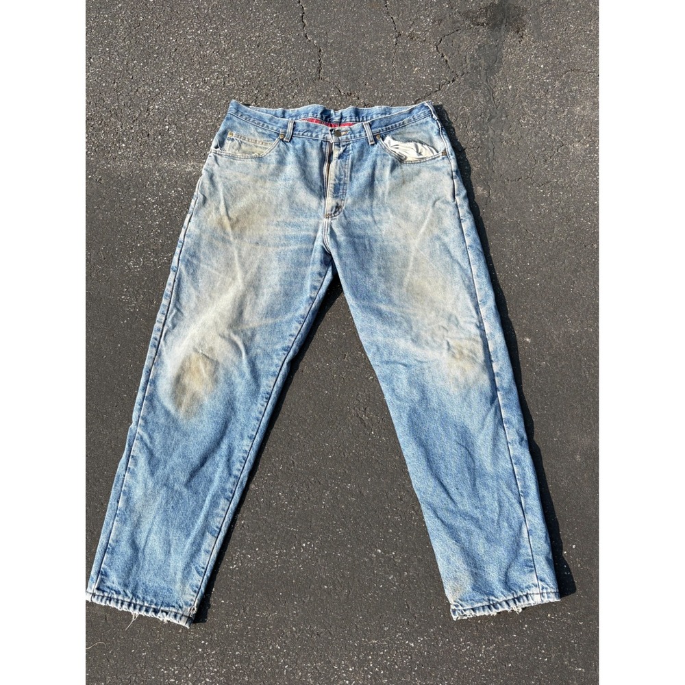 Vintage L.L. Bean Flannel Lined Jeans Mens 40x32 Distressed USA Workwear